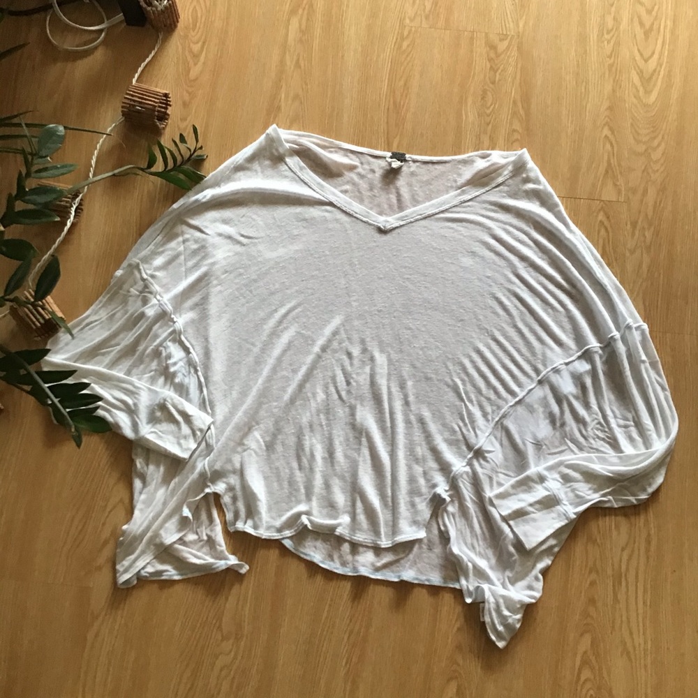 Free People oversized linen blend v neck top